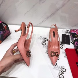 Dolce Gabbana Soft Sheepskin High Heels Sandals For Women Pink