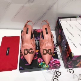 Dolce Gabbana Soft Sheepskin High Heels Sandals For Women Pink