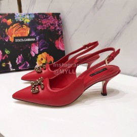 Dolce Gabbana Soft Sheepskin High Heels Sandals For Women Red