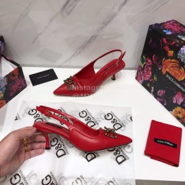 Dolce Gabbana Soft Sheepskin High Heels Sandals For Women Red