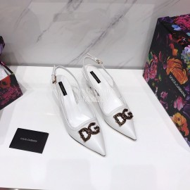 Dolce Gabbana Soft Sheepskin High Heels Sandals For Women White