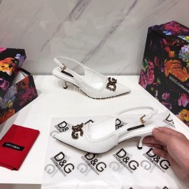 Dolce Gabbana Soft Sheepskin High Heels Sandals For Women White