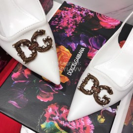 Dolce Gabbana Soft Sheepskin High Heels Sandals For Women White