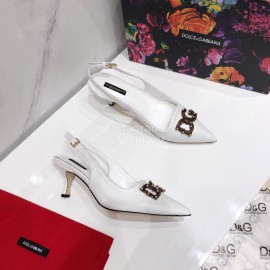 Dolce Gabbana Soft Sheepskin High Heels Sandals For Women White