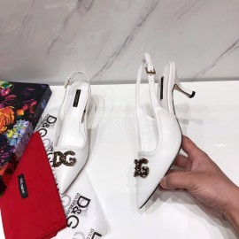 Dolce Gabbana Soft Sheepskin High Heels Sandals For Women White