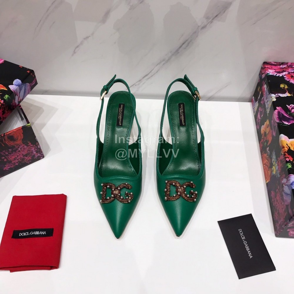 Dolce Gabbana Soft Sheepskin High Heels Sandals For Women Green