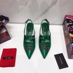 Dolce Gabbana Soft Sheepskin High Heels Sandals For Women Green