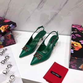 Dolce Gabbana Soft Sheepskin High Heels Sandals For Women Green