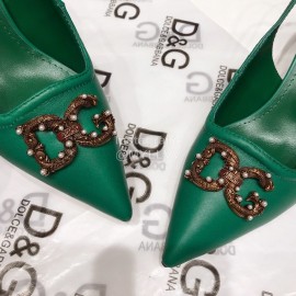 Dolce Gabbana Soft Sheepskin High Heels Sandals For Women Green