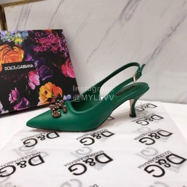 Dolce Gabbana Soft Sheepskin High Heels Sandals For Women Green