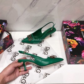 Dolce Gabbana Soft Sheepskin High Heels Sandals For Women Green