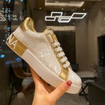 Dolce Gabbana Fashion Silk Leather Casual Shoes For Men And Women Gold