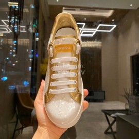 Dolce Gabbana Fashion Silk Leather Casual Shoes For Men And Women Gold