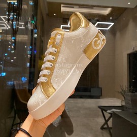 Dolce Gabbana Fashion Silk Leather Casual Shoes For Men And Women Gold