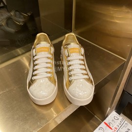 Dolce Gabbana Fashion Silk Leather Casual Shoes For Men And Women Gold