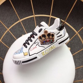 Dolce Gabbana Fashion Crown Silk Leather Casual Shoes For Men And Women