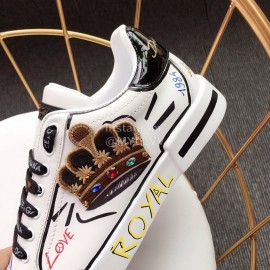 Dolce Gabbana Fashion Crown Silk Leather Casual Shoes For Men And Women