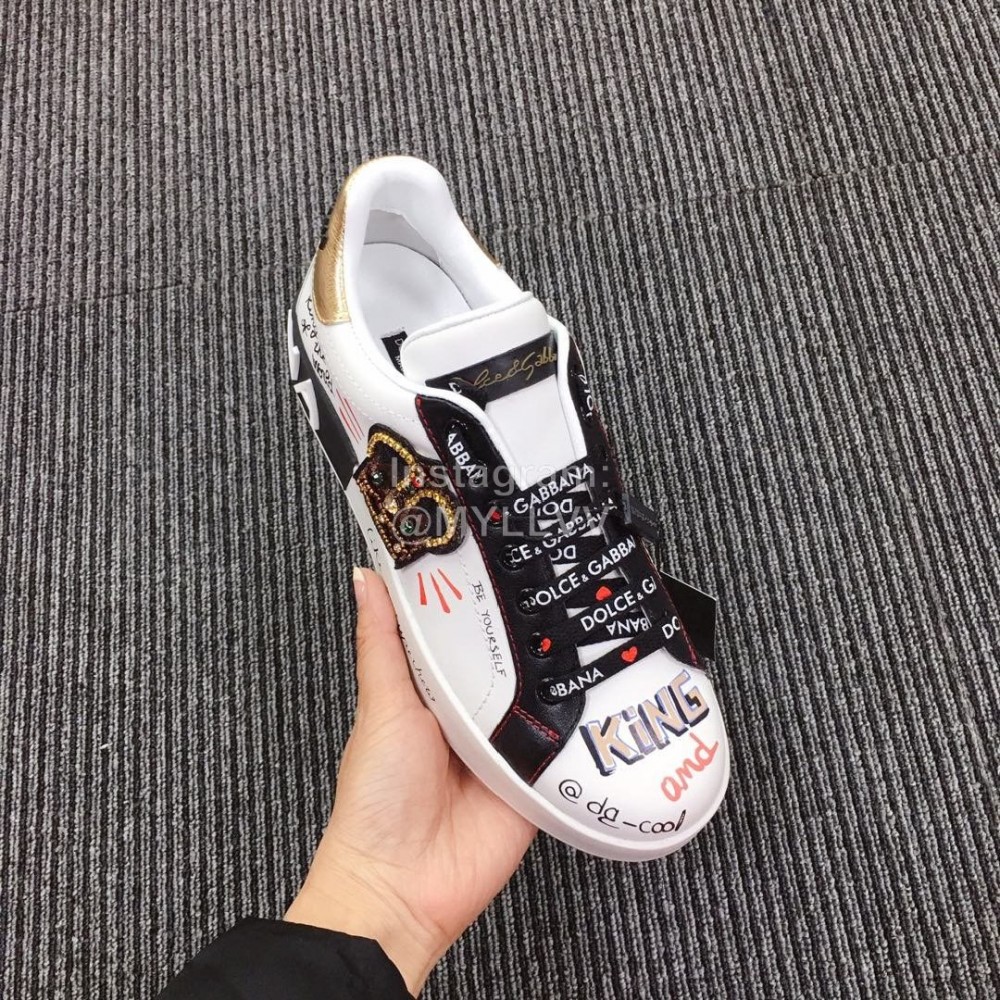 Dolce Gabbana Fashion Silk Leather Crown Casual Shoes For Men And Women