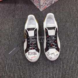 Dolce Gabbana Fashion Silk Leather Crown Casual Shoes For Men And Women