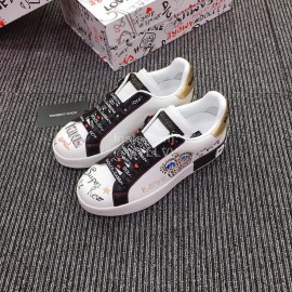Dolce Gabbana Fashion Silk Leather Crown Casual Shoes For Men And Women