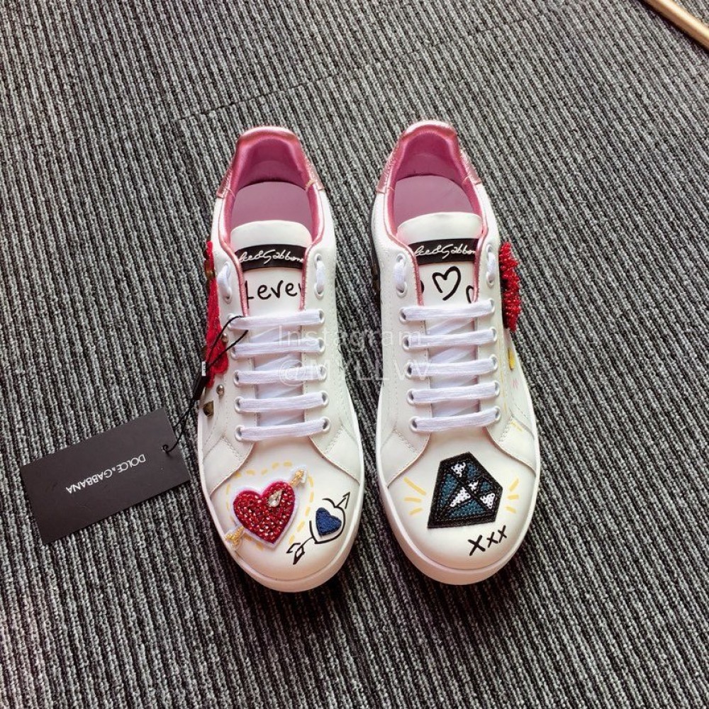 Dolce Gabbana Fashion Love Silk Leather Casual Shoes For Men And Women