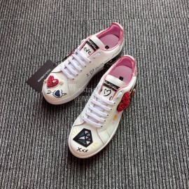 Dolce Gabbana Fashion Love Silk Leather Casual Shoes For Men And Women