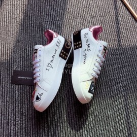 Dolce Gabbana Fashion Love Silk Leather Casual Shoes For Men And Women