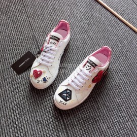 Dolce Gabbana Fashion Love Silk Leather Casual Shoes For Men And Women