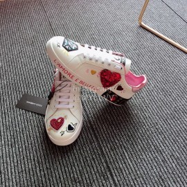 Dolce Gabbana Fashion Love Silk Leather Casual Shoes For Men And Women