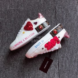 Dolce Gabbana Fashion Love Silk Leather Casual Shoes For Men And Women