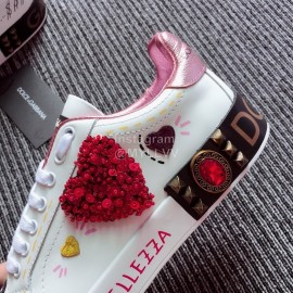 Dolce Gabbana Fashion Love Silk Leather Casual Shoes For Men And Women