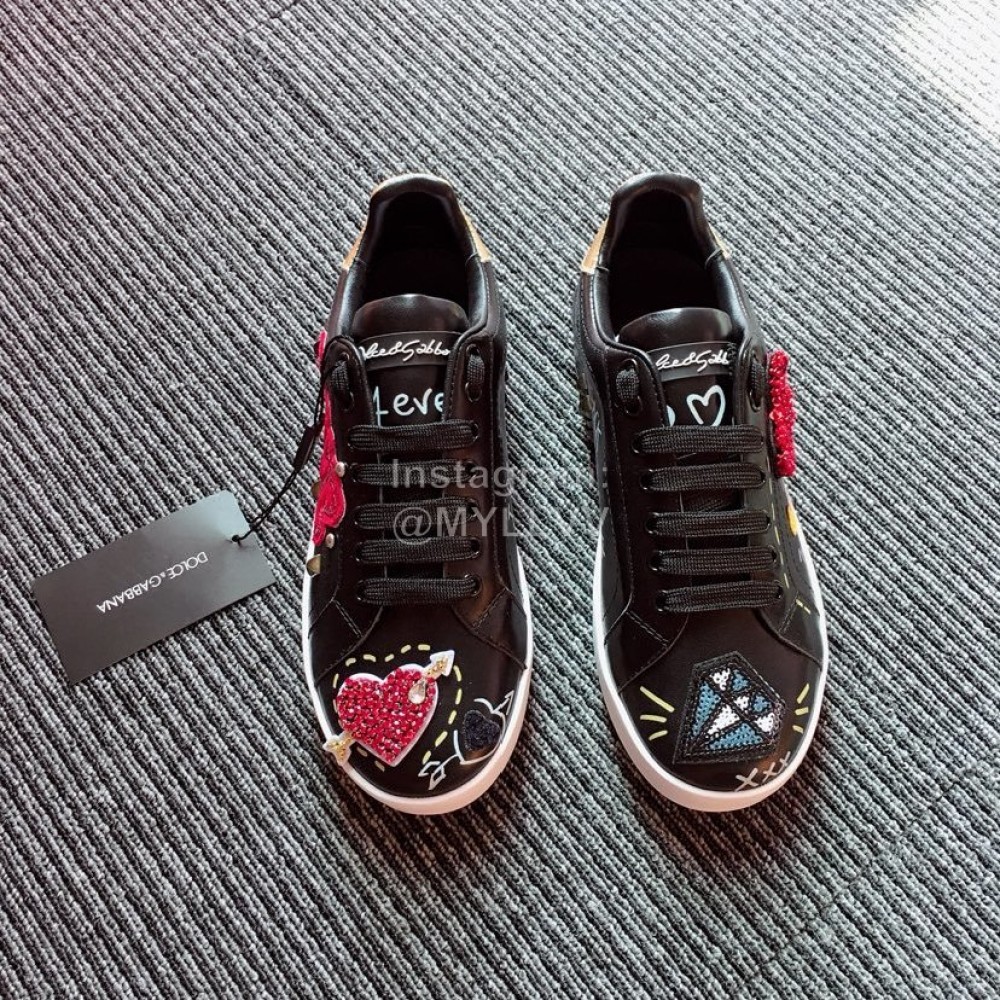 Dolce Gabbana Fashion Black Silk Leather Casual Shoes For Men And Women