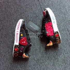 Dolce Gabbana Fashion Black Silk Leather Casual Shoes For Men And Women