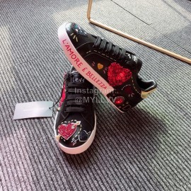 Dolce Gabbana Fashion Black Silk Leather Casual Shoes For Men And Women