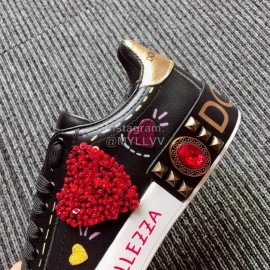 Dolce Gabbana Fashion Black Silk Leather Casual Shoes For Men And Women