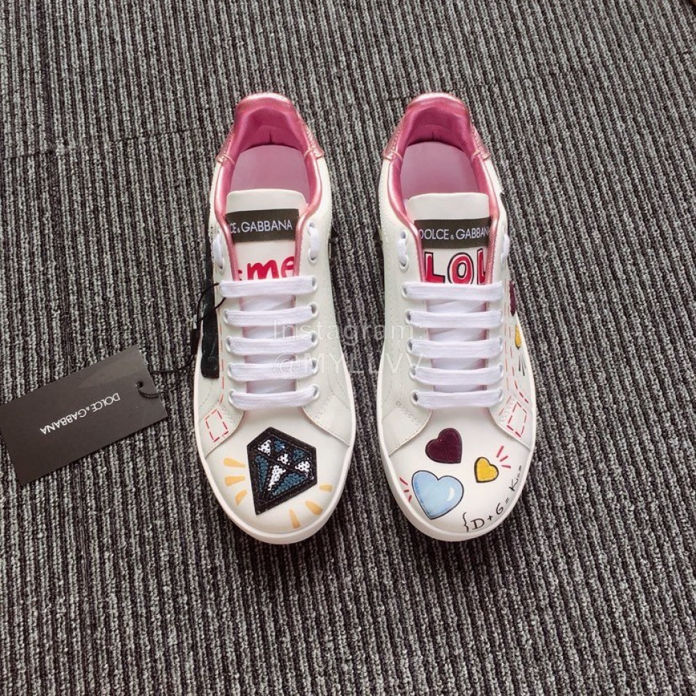 Dolce Gabbana Fashion White Silk Leather Casual Shoes For Men And Women