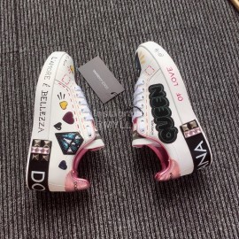 Dolce Gabbana Fashion White Silk Leather Casual Shoes For Men And Women