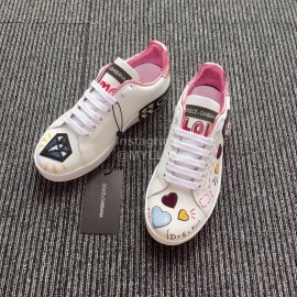 Dolce Gabbana Fashion White Silk Leather Casual Shoes For Men And Women