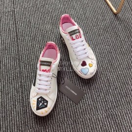 Dolce Gabbana Fashion White Silk Leather Casual Shoes For Men And Women