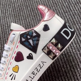 Dolce Gabbana Fashion White Silk Leather Casual Shoes For Men And Women