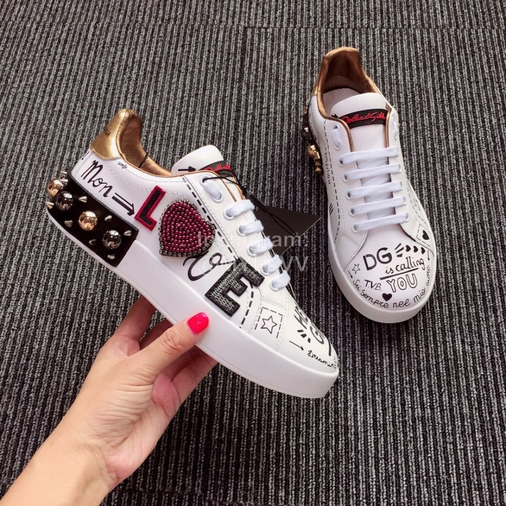 Dolce Gabbana Fashion Silk Leather Love Casual Shoes For Men And Women