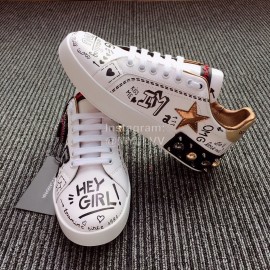 Dolce Gabbana Fashion Silk Leather Love Casual Shoes For Men And Women