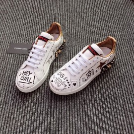 Dolce Gabbana Fashion Silk Leather Love Casual Shoes For Men And Women