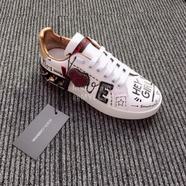 Dolce Gabbana Fashion Silk Leather Love Casual Shoes For Men And Women