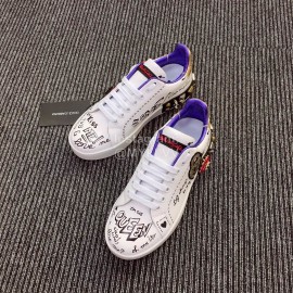 Dolce Gabbana Fashion Love Sequin Silk Leather Casual Shoes For Men And Women