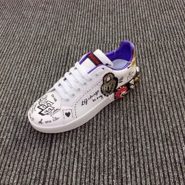 Dolce Gabbana Fashion Love Sequin Silk Leather Casual Shoes For Men And Women