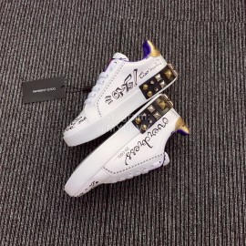 Dolce Gabbana Fashion Love Sequin Silk Leather Casual Shoes For Men And Women