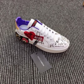 Dolce Gabbana Fashion Love Sequin Silk Leather Casual Shoes For Men And Women