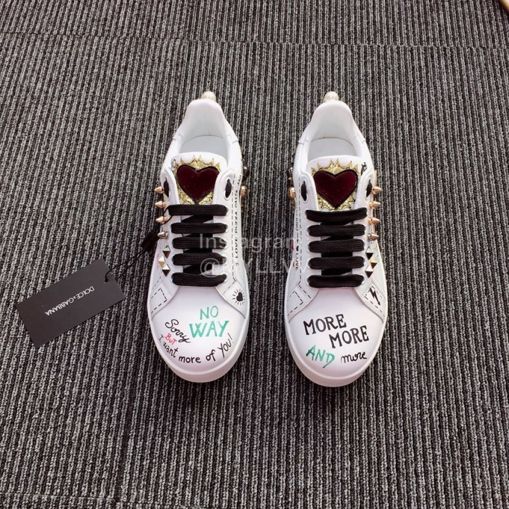 Dolce Gabbana Fashion Note Silk Leather Casual Shoes For Men And Women