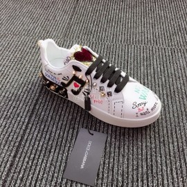 Dolce Gabbana Fashion Note Silk Leather Casual Shoes For Men And Women